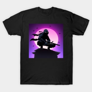 Ninja with the moon silhouette T-Shirt